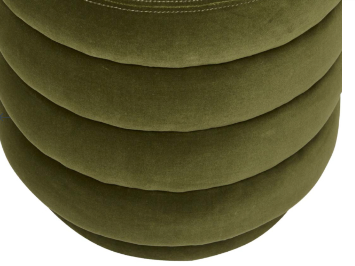 Kennedy Round Ribbed Ottoman - Pickle Velvet
