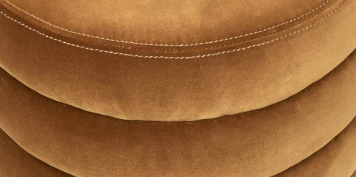 Kennedy Round Ribbed Ottoman - Toffee Velvet
