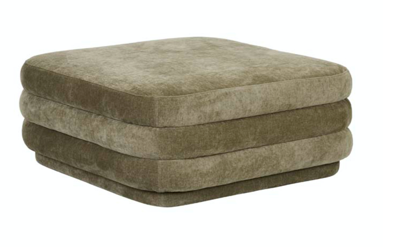Kennedy Ribbed Square Ottoman - Silver Sage