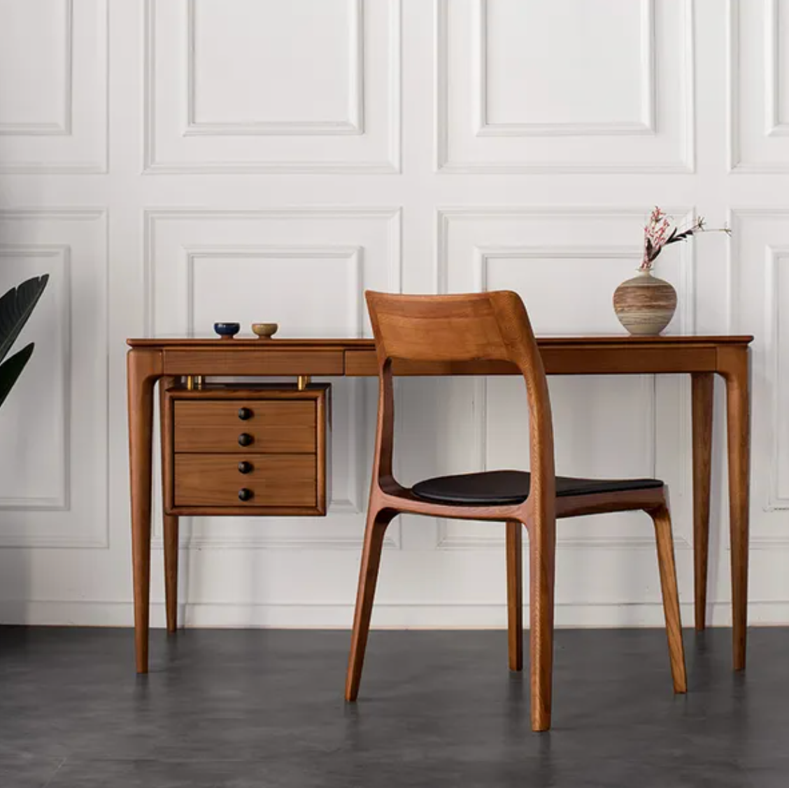 Ashton Mid Century Leather Dining Chair Pair