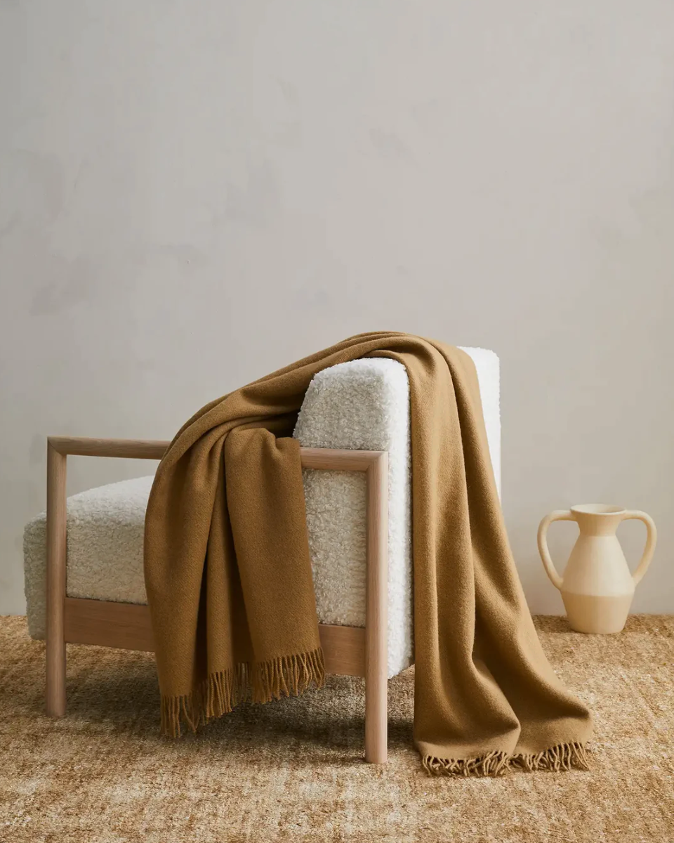 Nevis 100% NZ Lambswool Throw - Camel