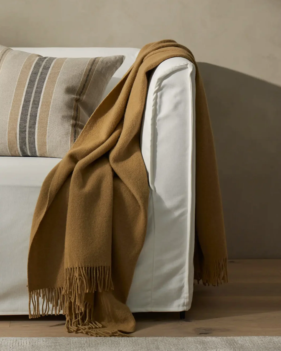 Nevis 100% NZ Lambswool Throw - Camel