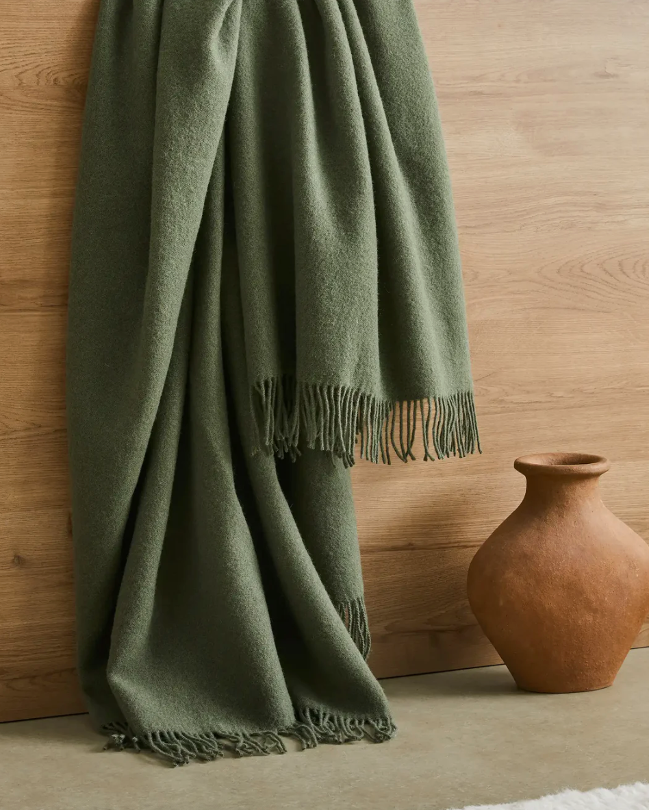 Nevis 100% NZ Lambswool Throw - Juniper