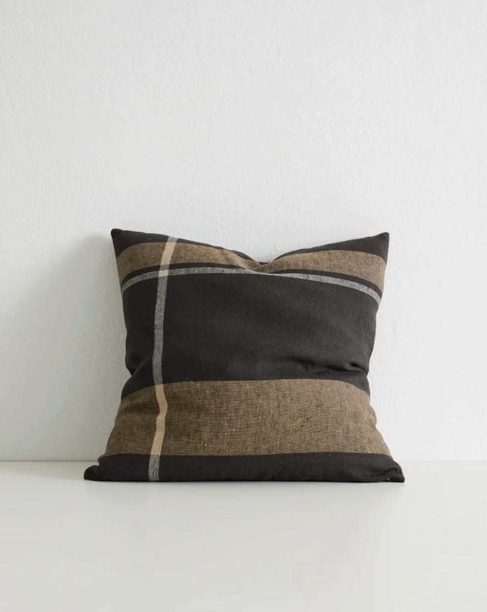 Dante Feather Filled Check Cushion - Midnight