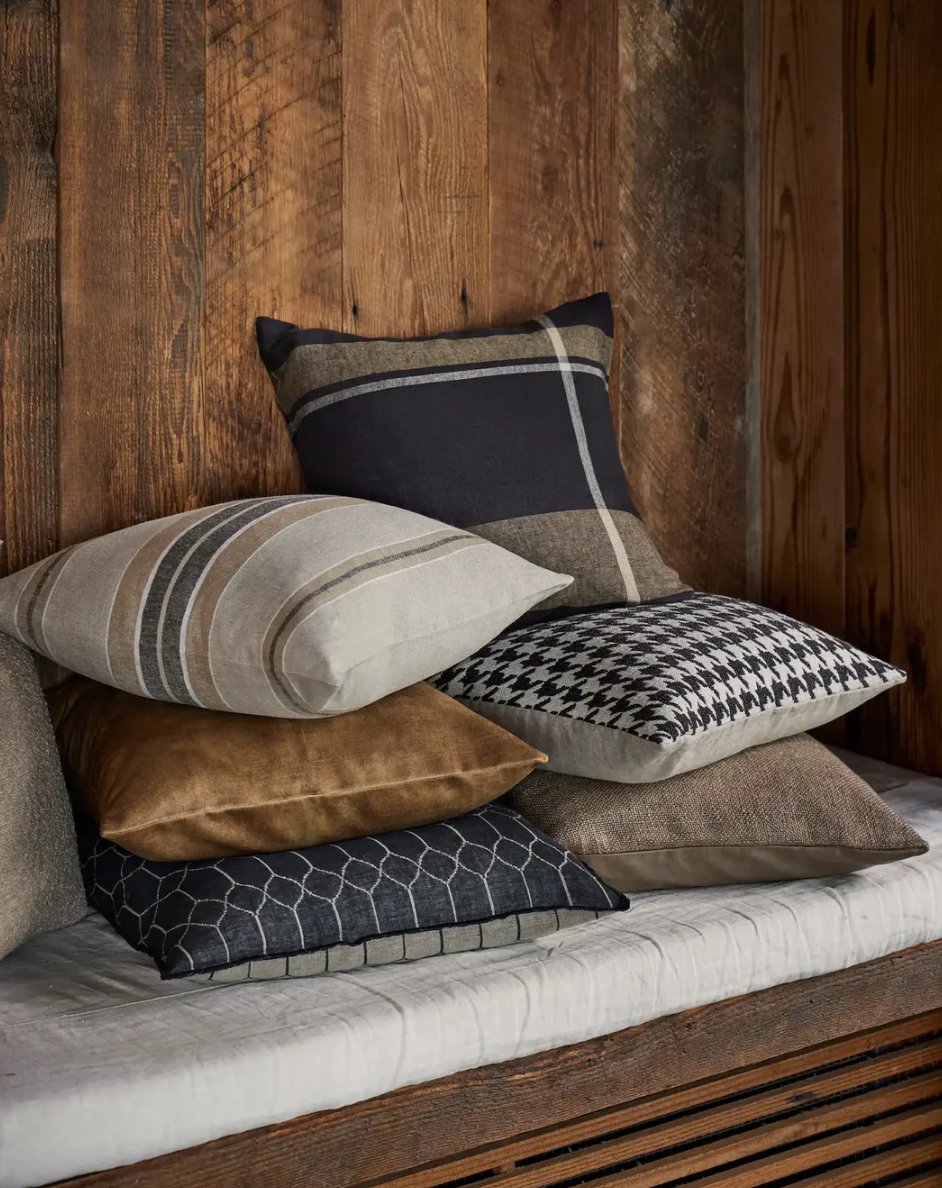 Dante Feather Filled Check Cushion - Midnight