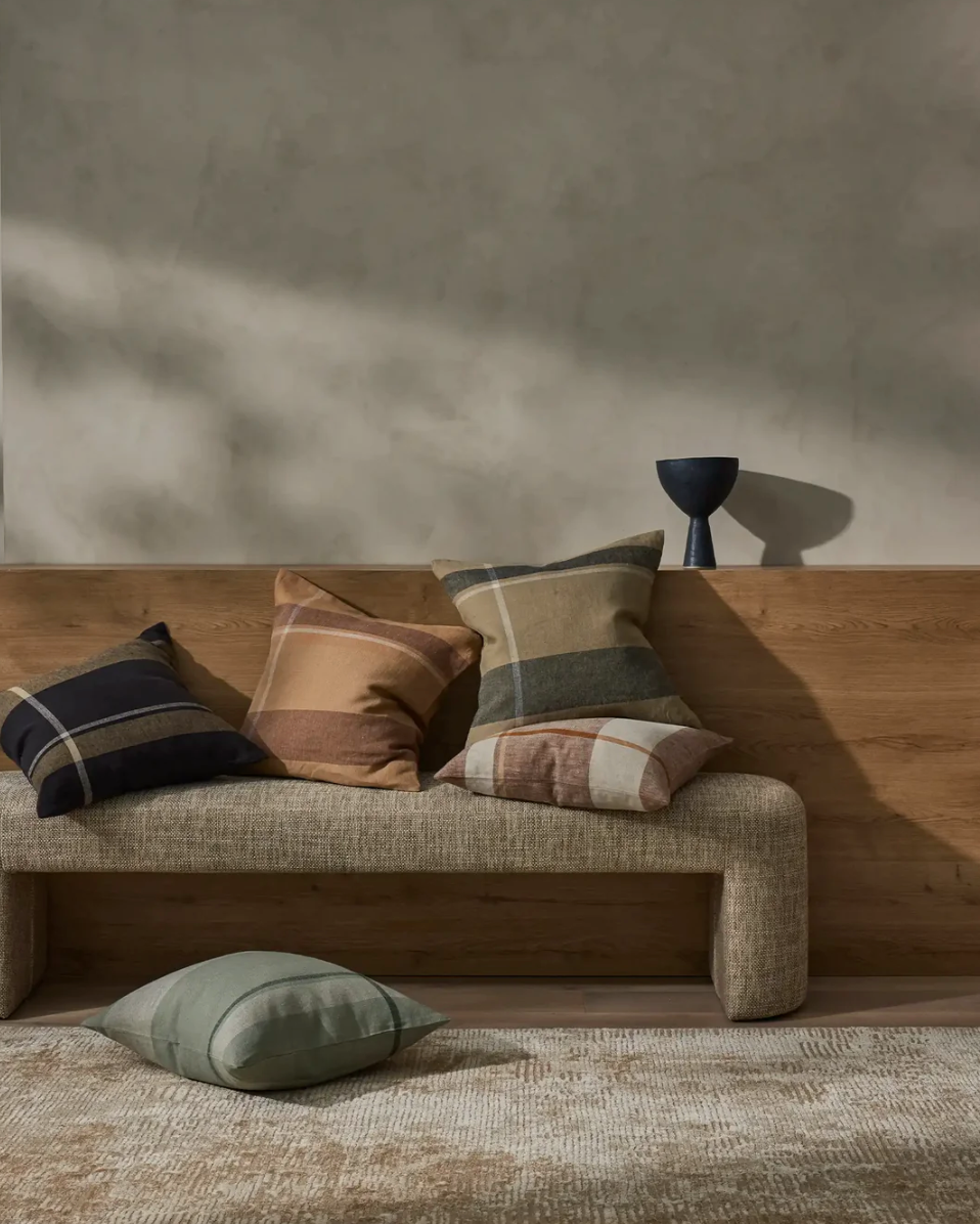 Dante Feather Filled Check Cushion - Midnight