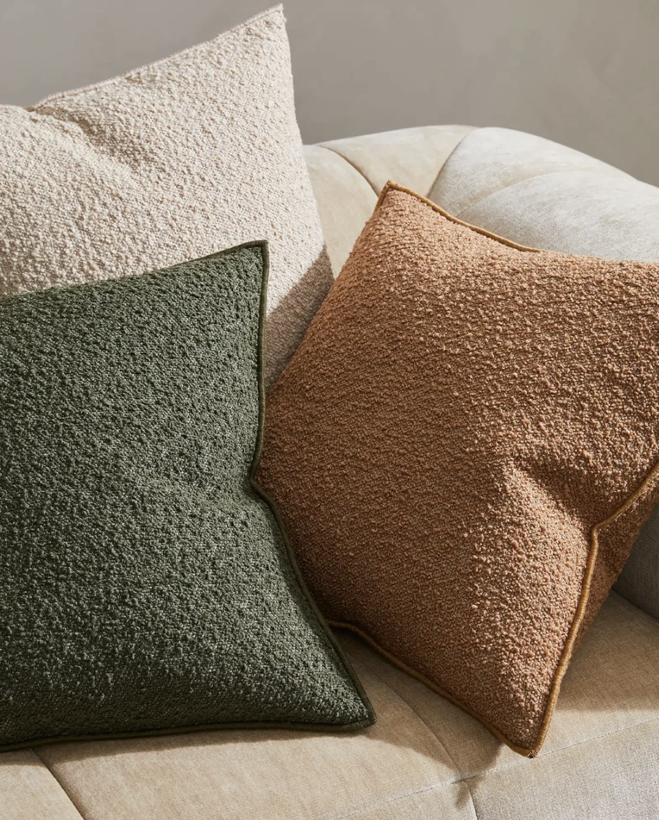 Alberto Feather Filled Bouclé Cushion - Olive
