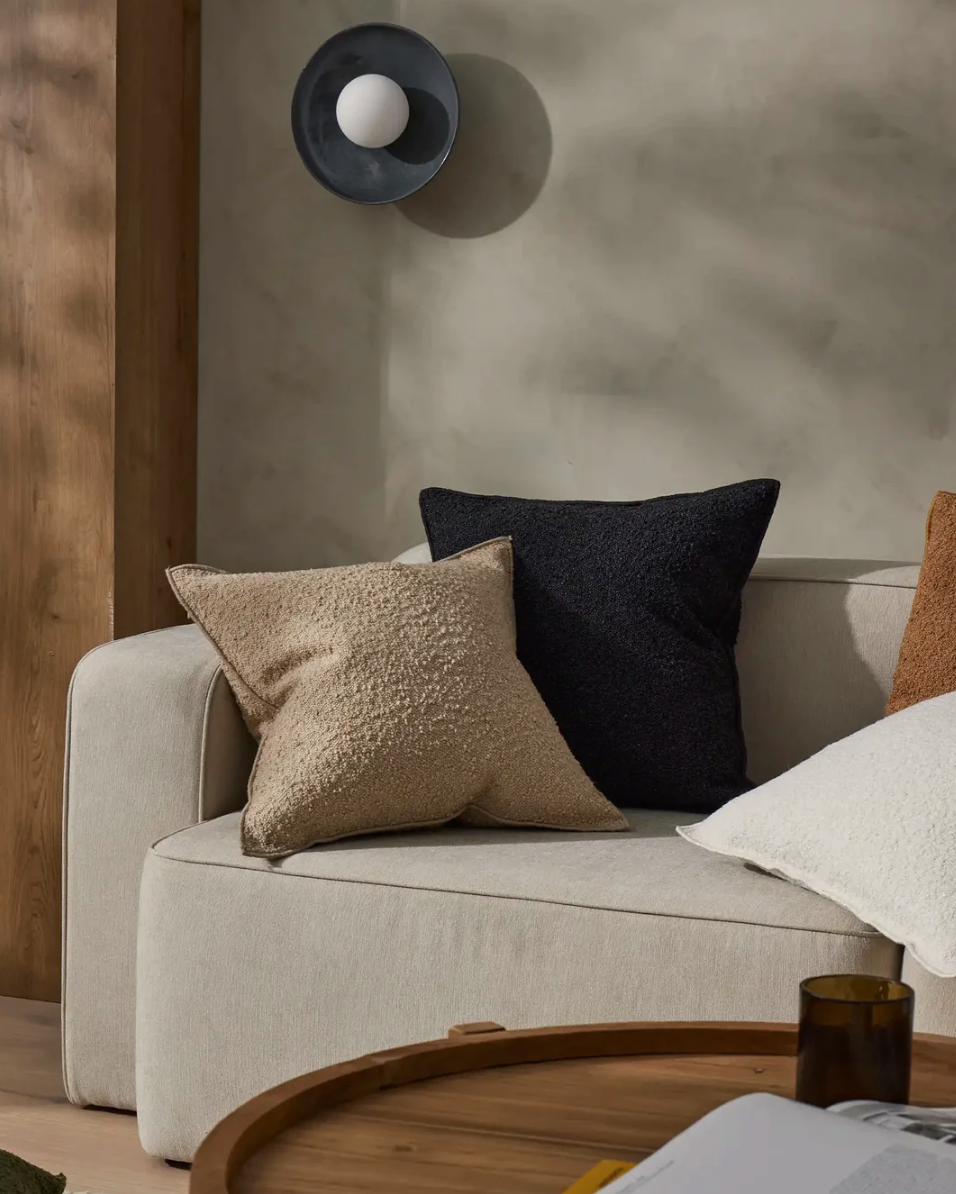 Alberto Feather Filled Bouclé Cushion - Nougat
