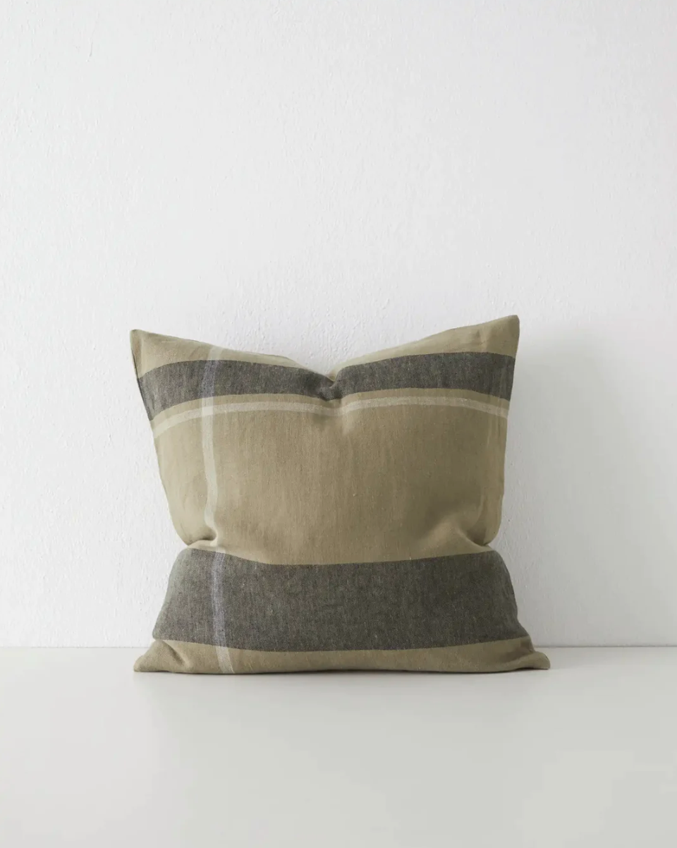 Dante Feather Filled Check Cushion - Caper