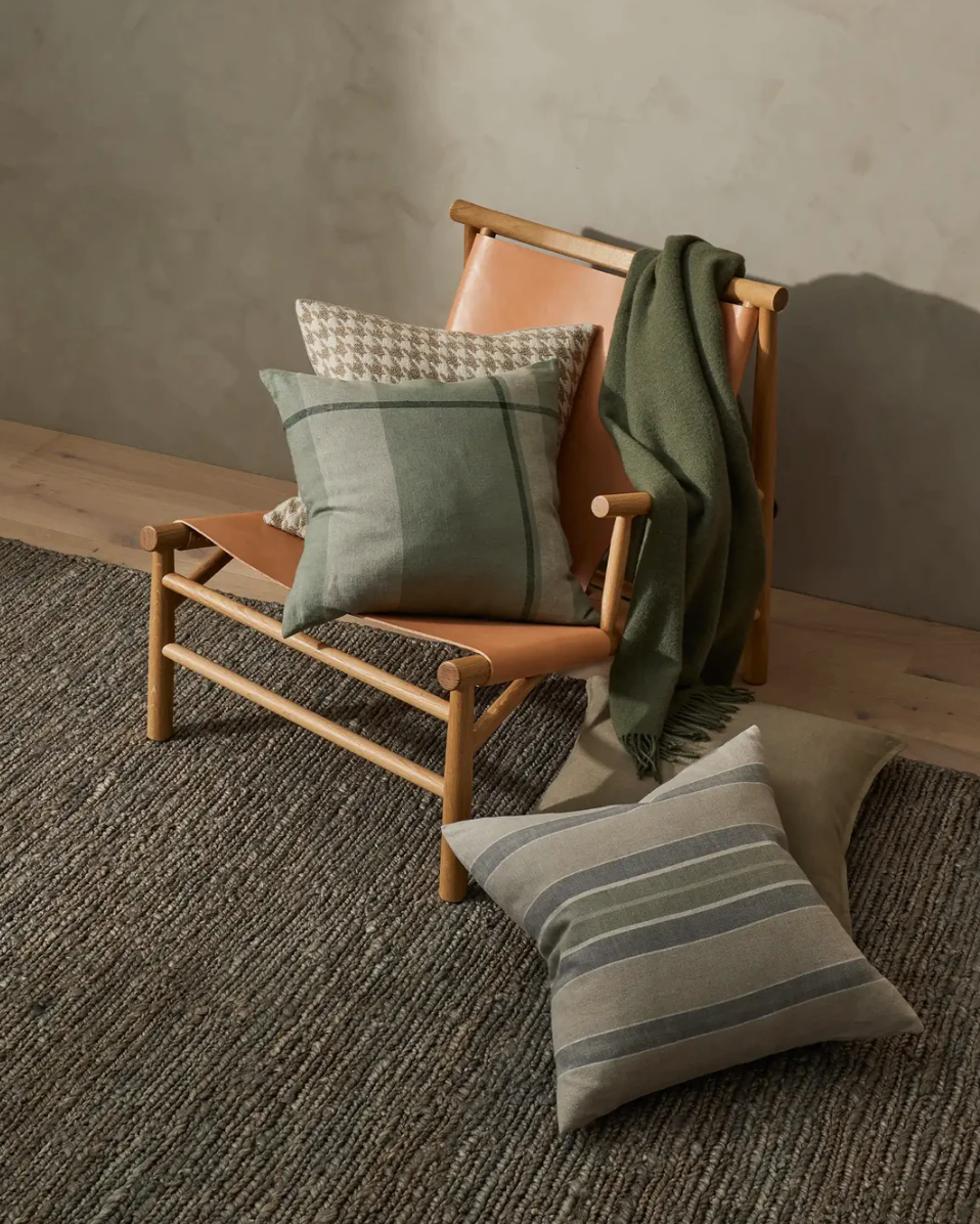 Dante Feather Filled Check Cushion - Spruce