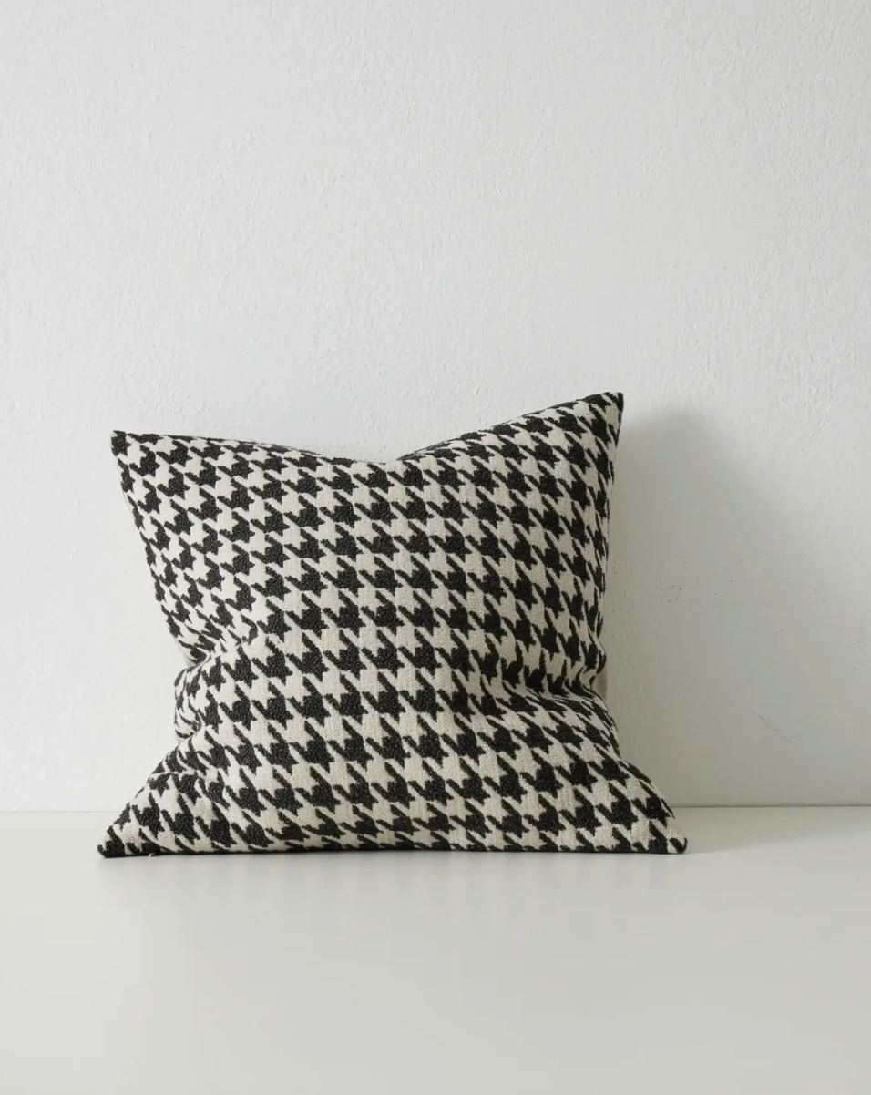 Giovanni Feather Filled Houndstooth Cushion - Midnight