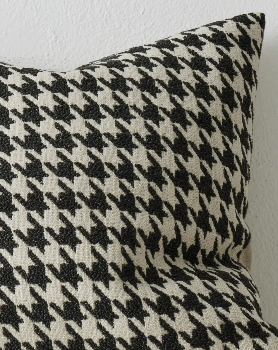 Giovanni Feather Filled Houndstooth Cushion - Midnight