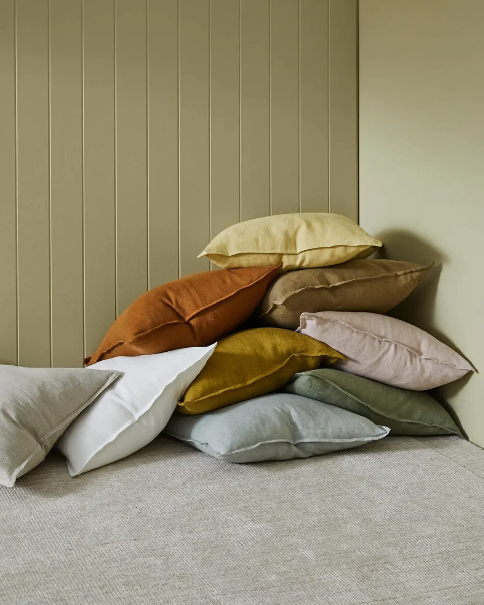 Como Linen Feather Filled Cushion - Snow