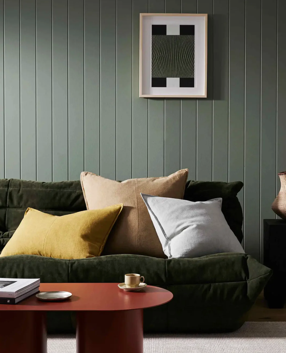 Como Linen Feather Filled Cushion - Moss