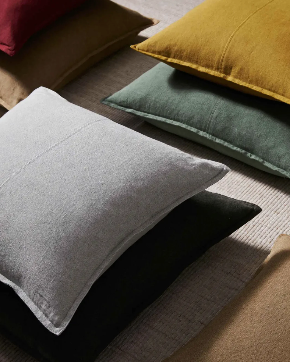 Como Linen Feather Filled Cushion - Moss