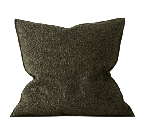 Alberto Feather Filled Bouclé Cushion - Olive