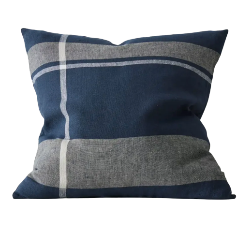 Dante Feather Filled Check Cushion - Denim