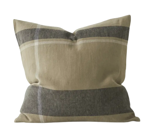 Dante Feather Filled Check Cushion - Caper