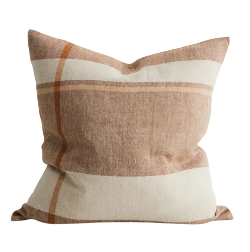 Dante Feather Filled Check Cushion - Tobacco