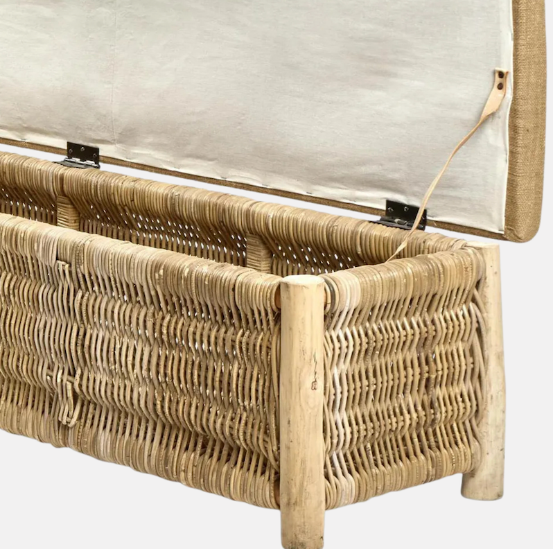 Cancun Wicker Bench Natural