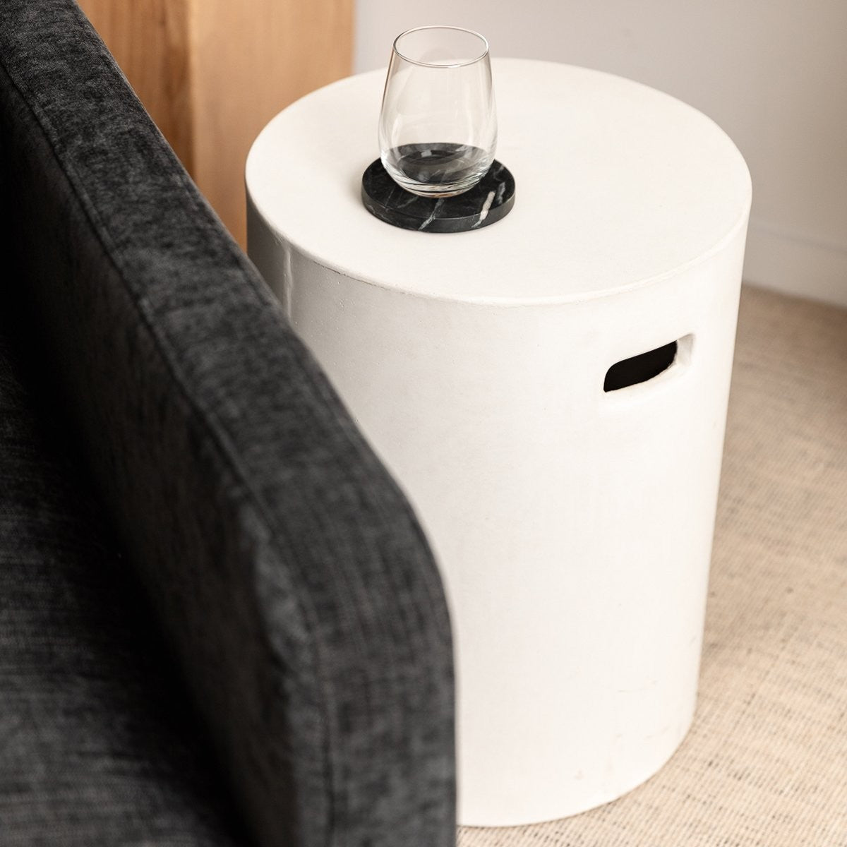 Concrete Pipe Stool/ Side Table - White