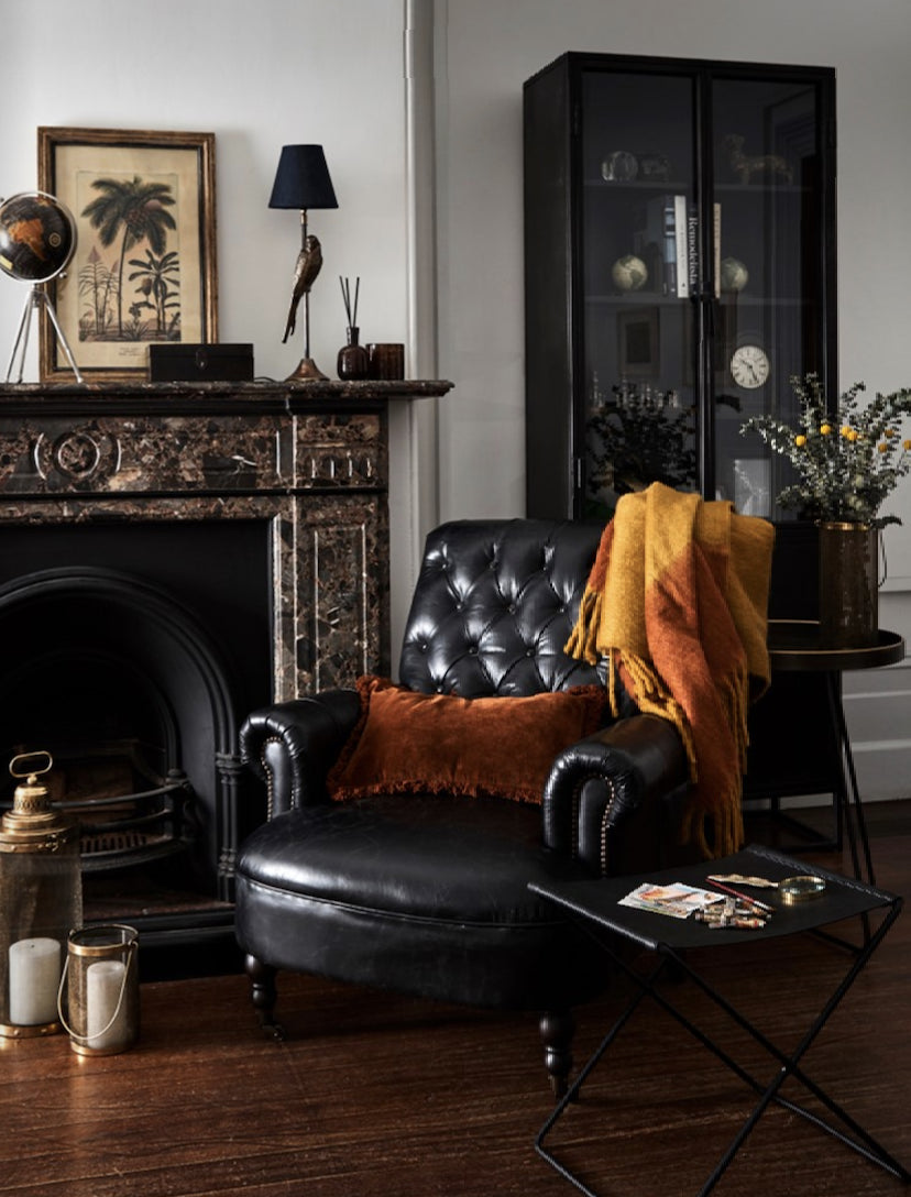 Conrad Black Leather Arm Chair
