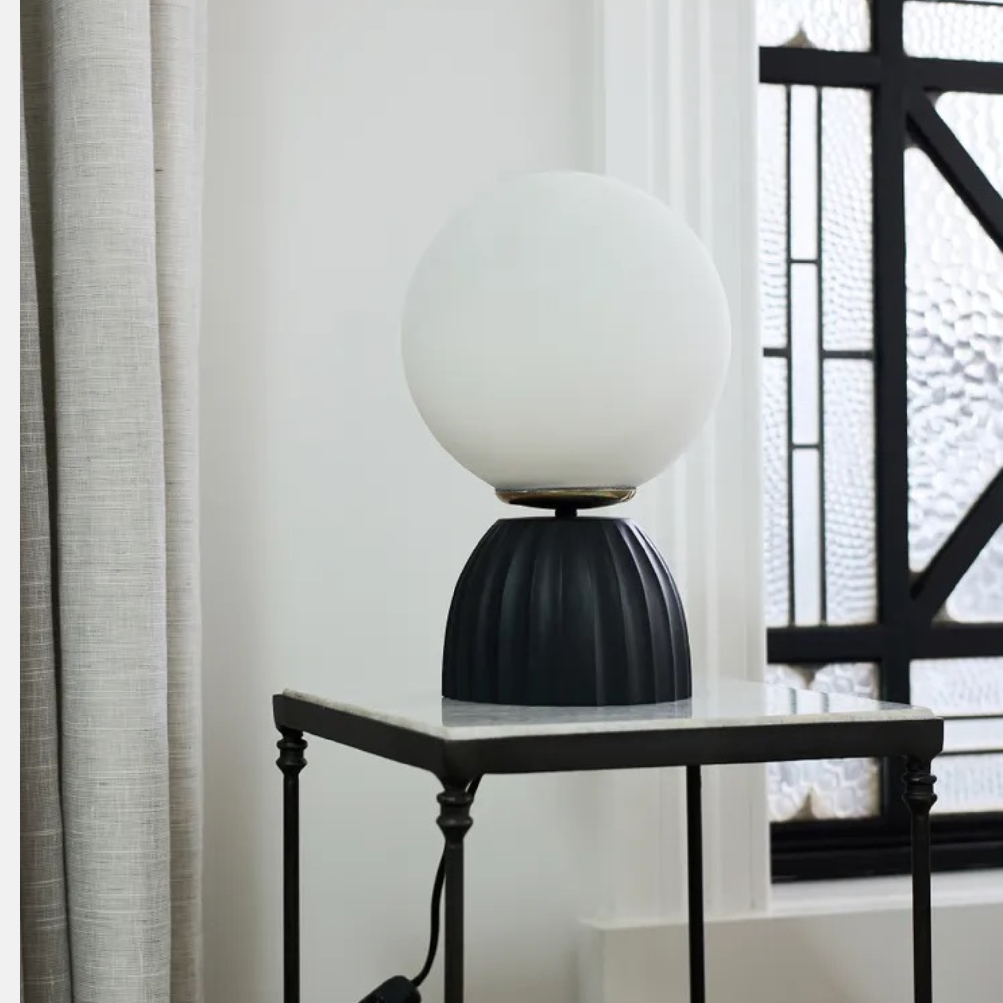 Orion Ribbed Orb Lamp -  Black