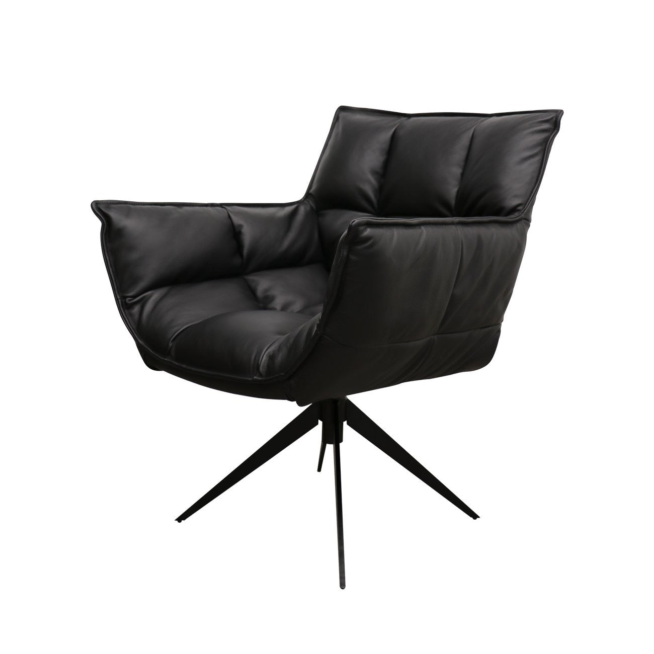 12294 Memphis Swivel Armchair Black Leather Angle