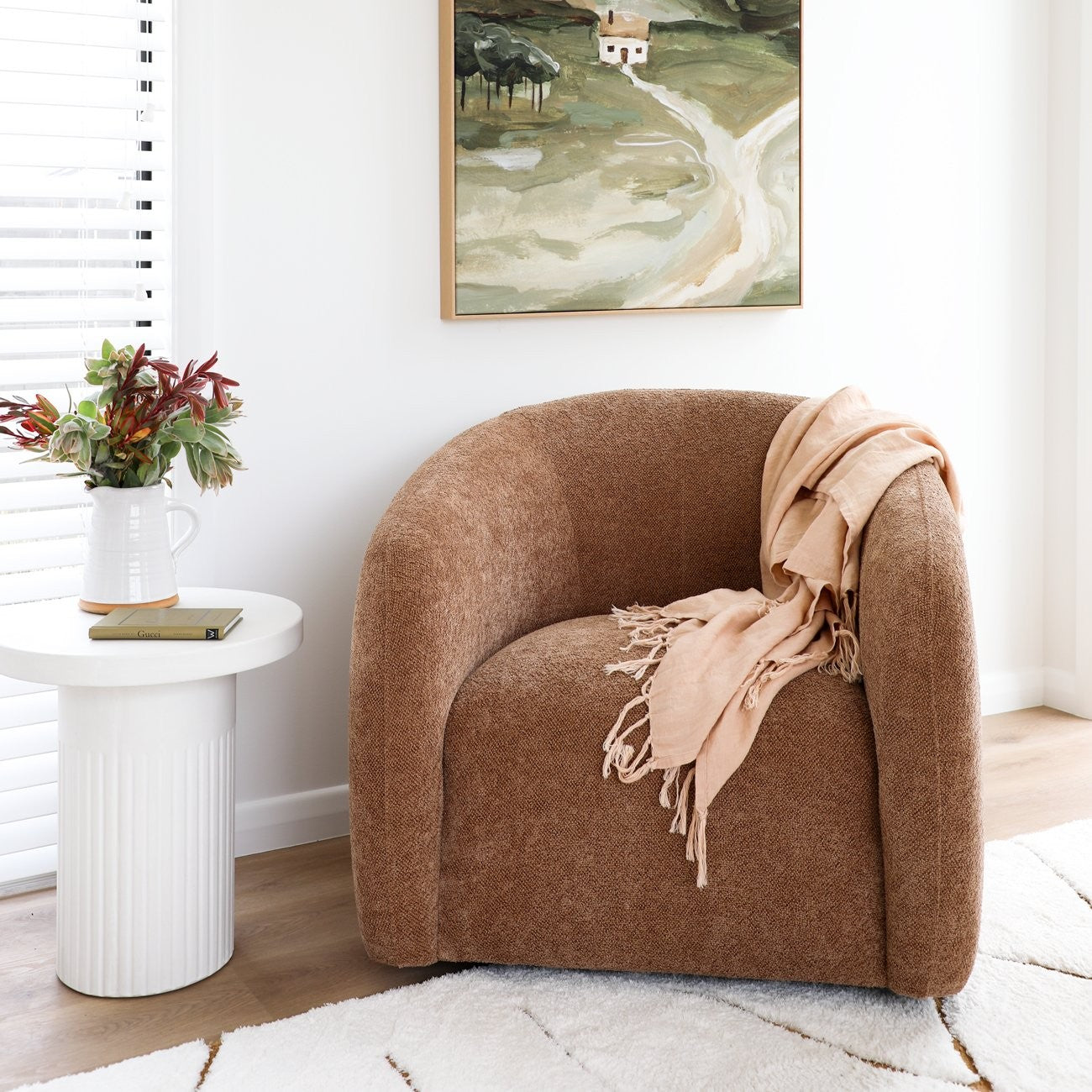 13293 Max Swivel Chair Caramel White Roma Square 1