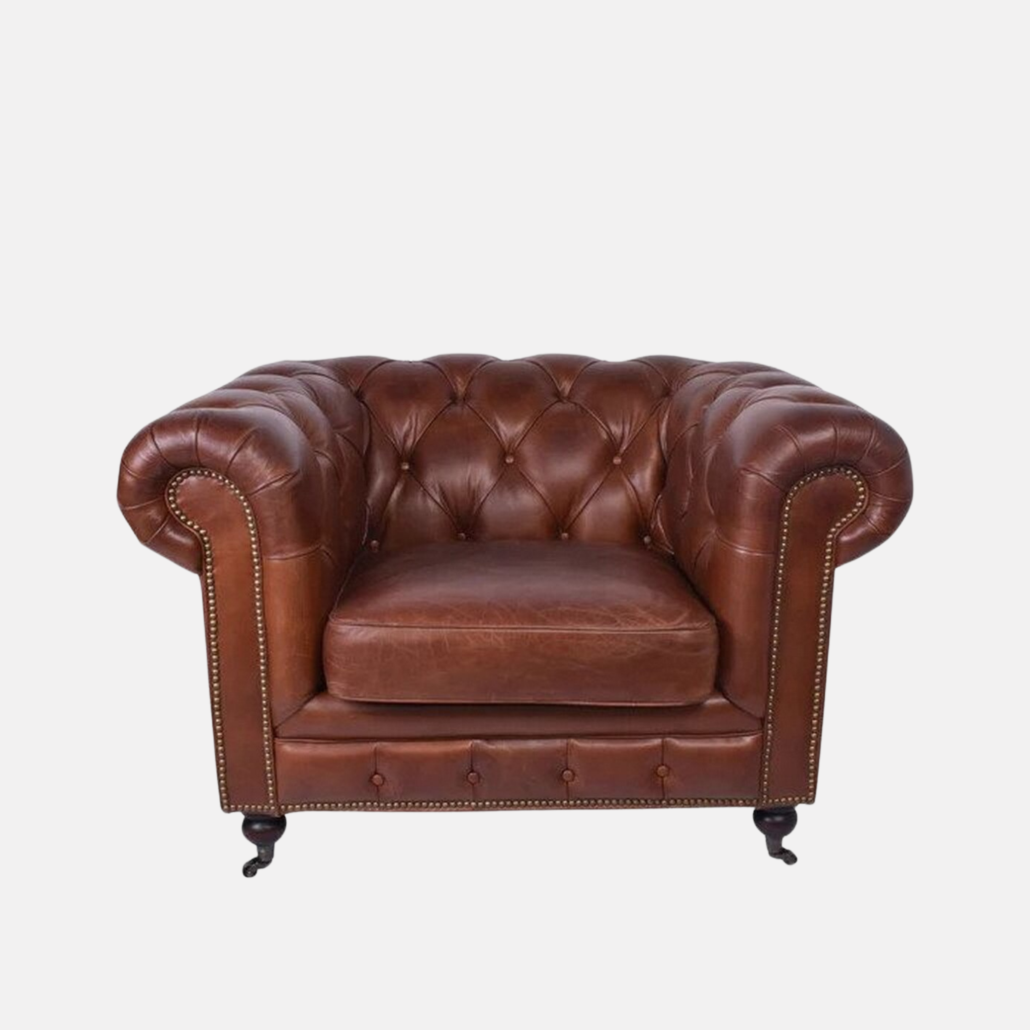 Grange Chesterfield Leather Armchair -  Cigar Brown