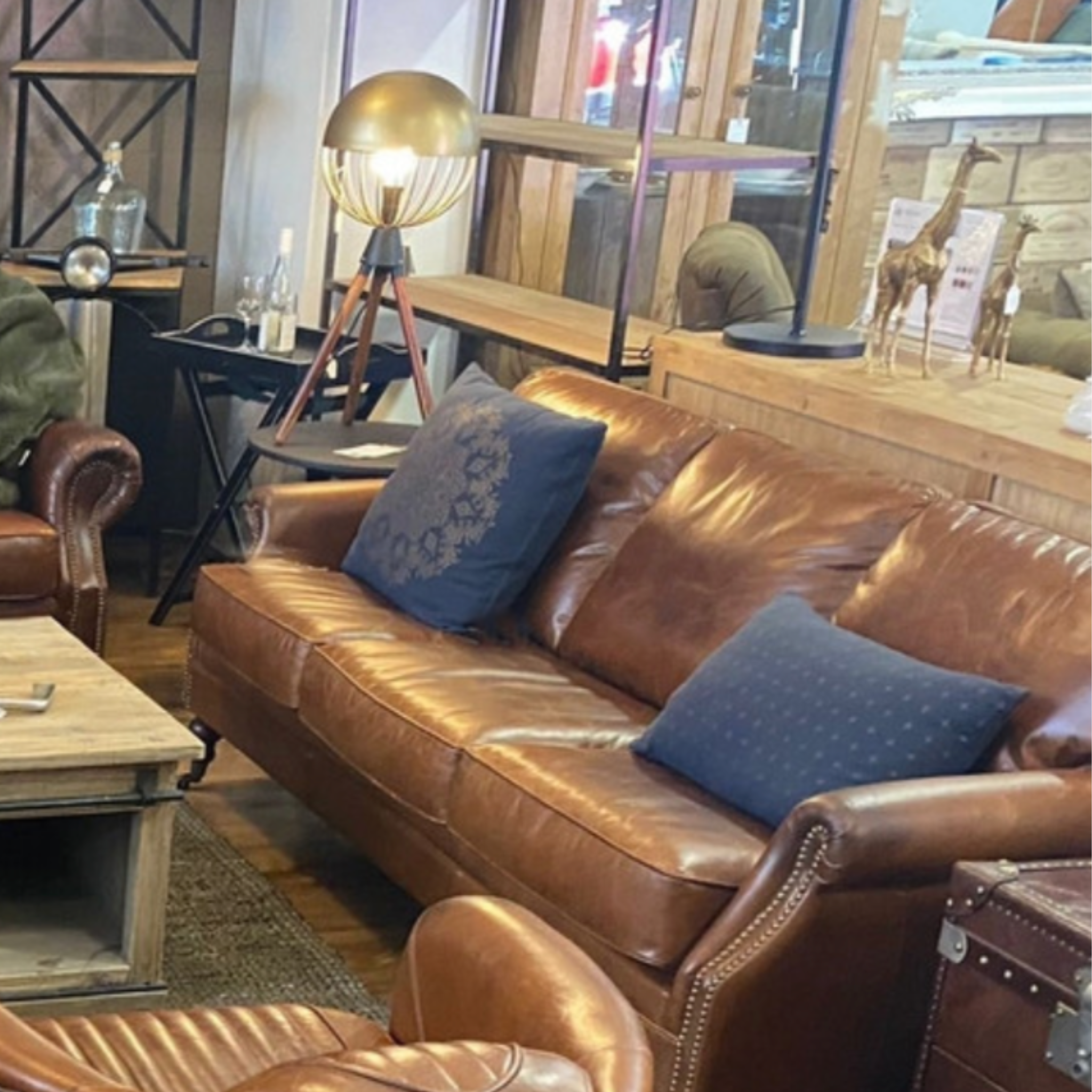 Lancaster Leather 3 Seater Sofa - Vintage Cigar