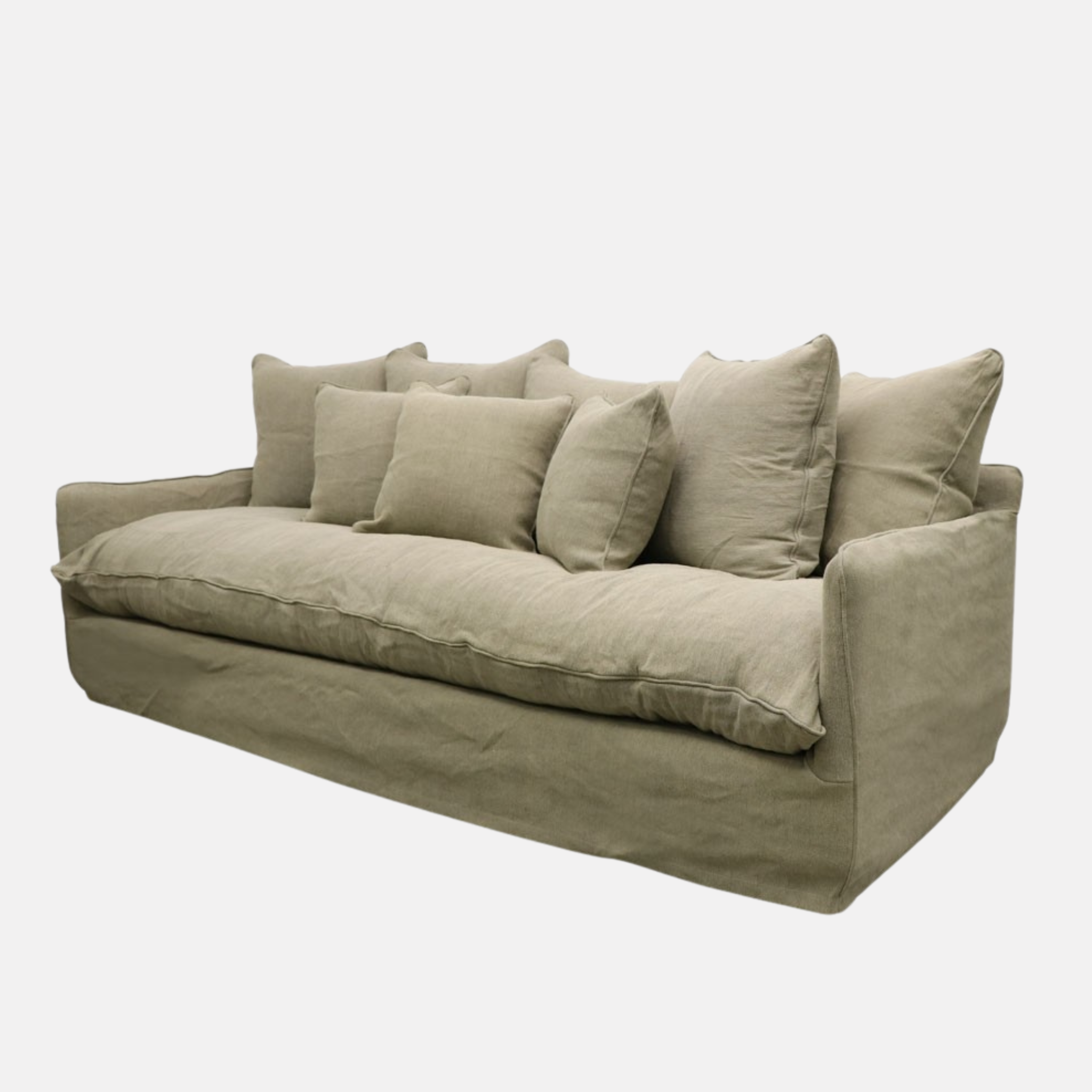 Lotus 3 Seater Slip Cover Sofa - Khaki
