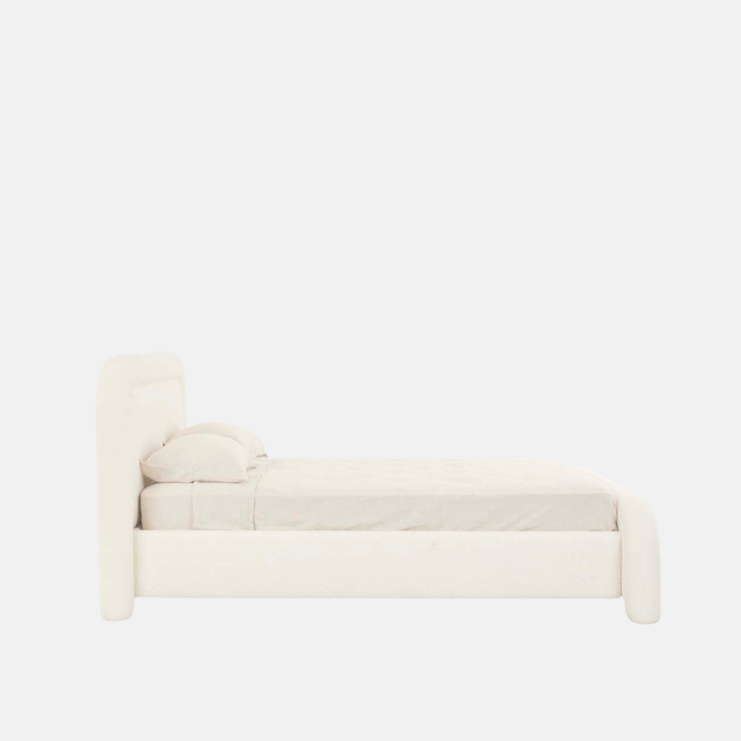 Almos Boucle Bed - Ivory