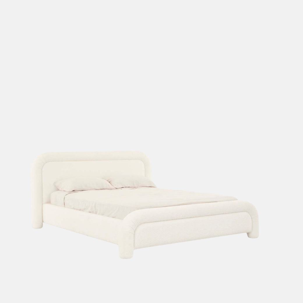 Almos Boucle Bed - Ivory