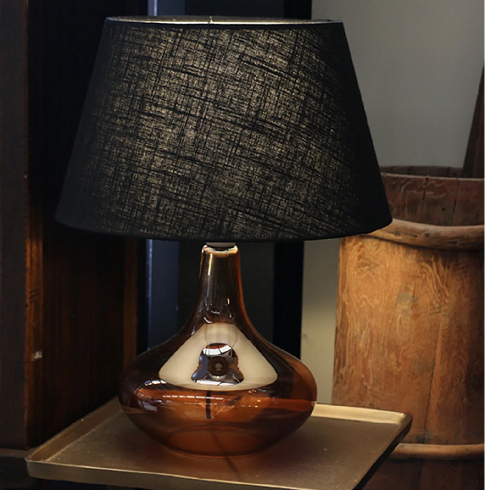 Amber Glass Table Lamp