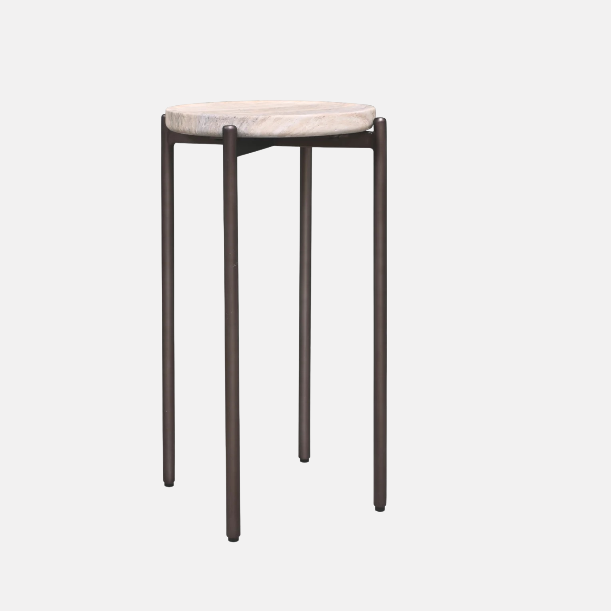 Athen Travertine Round Tall  Side Table