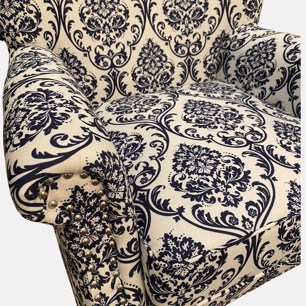 Ascot Armchair - Navy & White