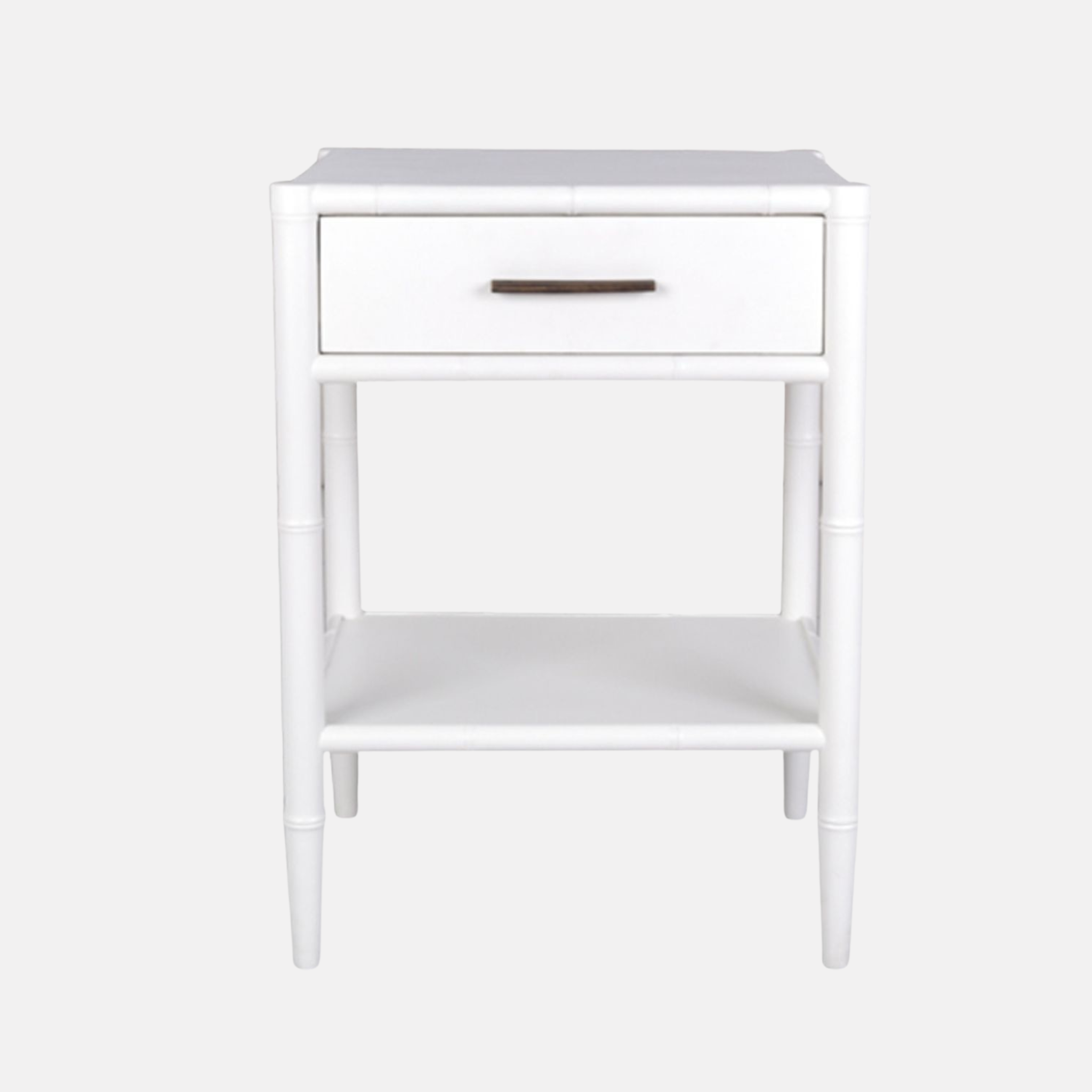 Bamboo Single Drawer Bedside - White