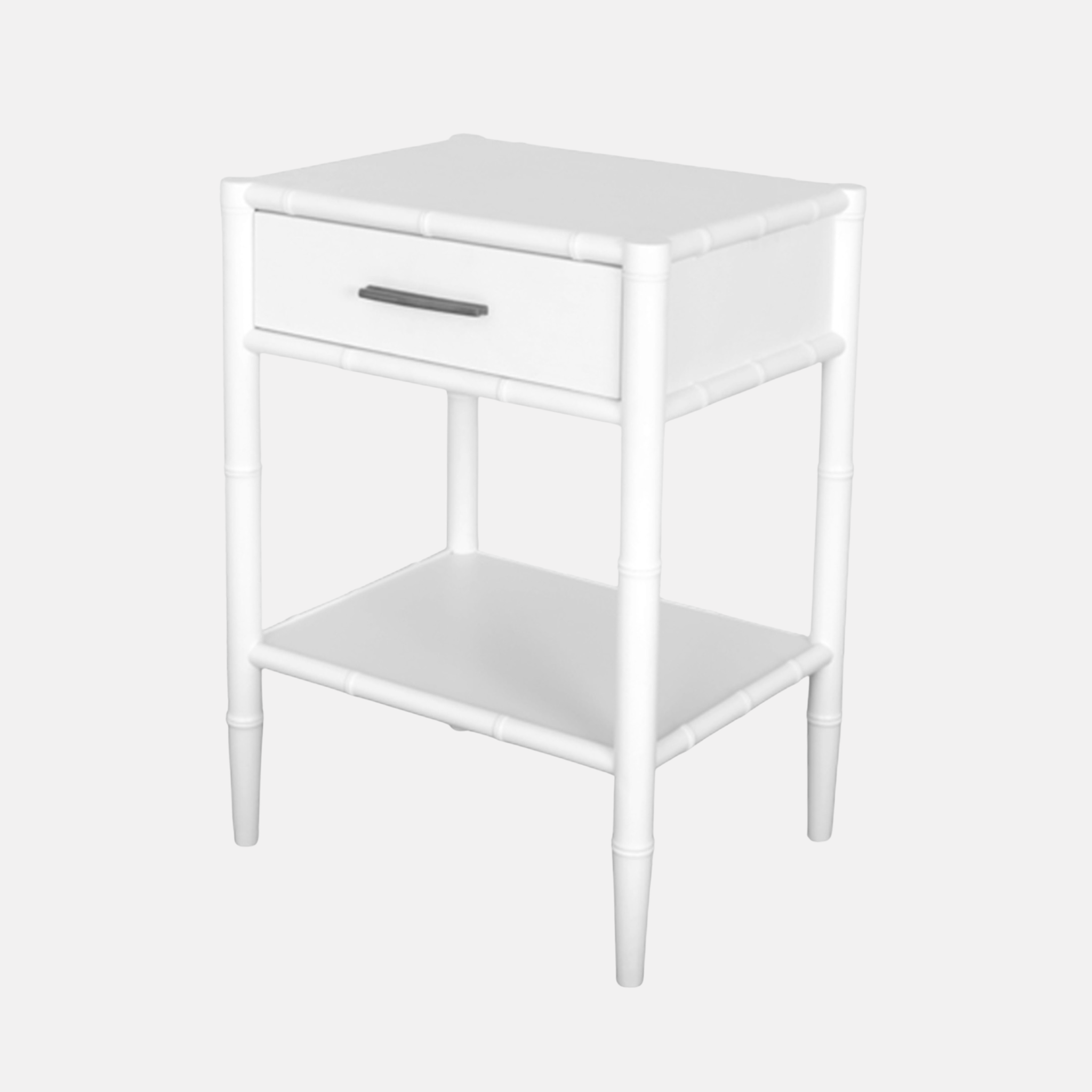 Bamboo Single Drawer Bedside - White
