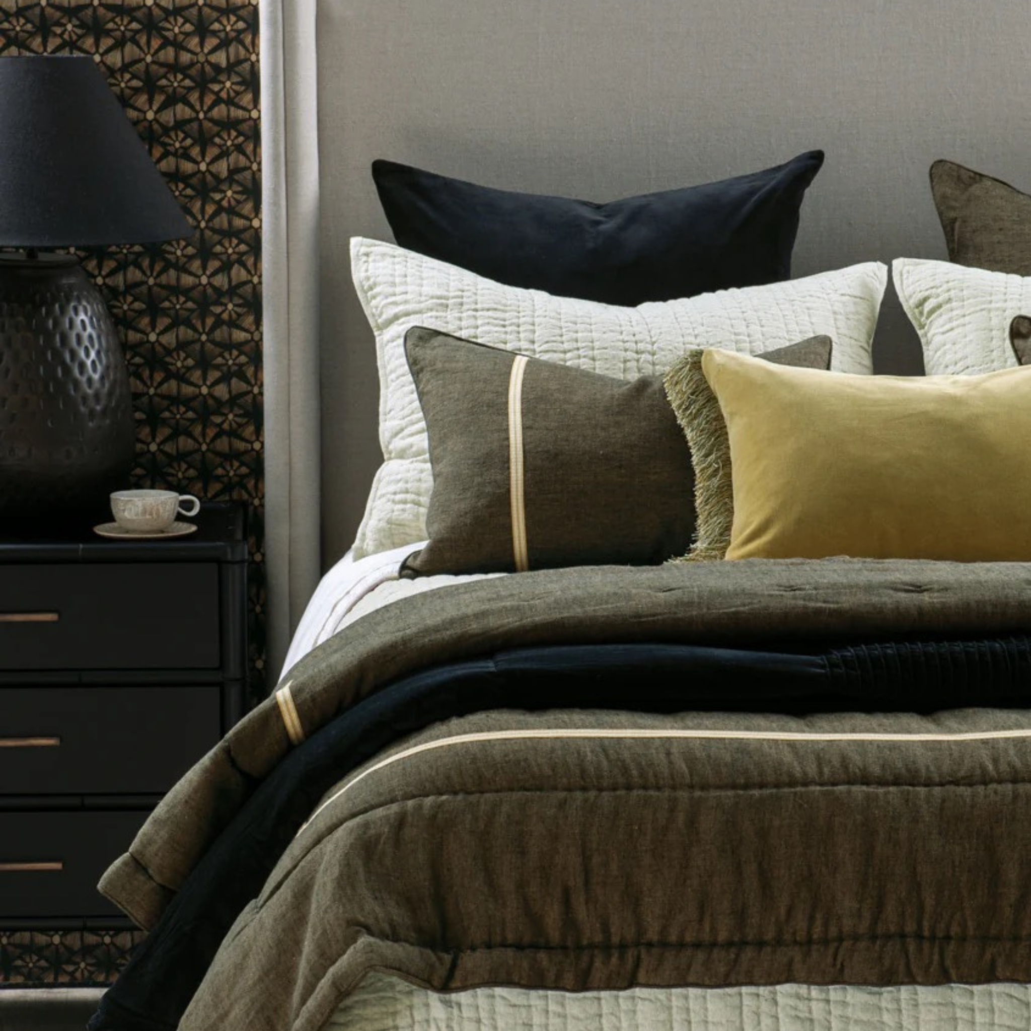 Bamboo Bedside Three Drawer - Black