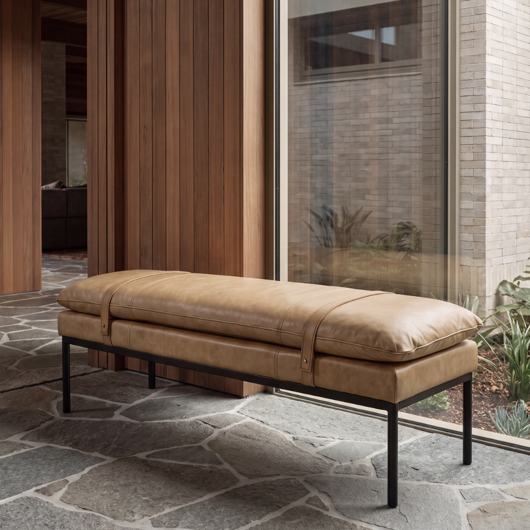 Baxter Bench - Camel Leather