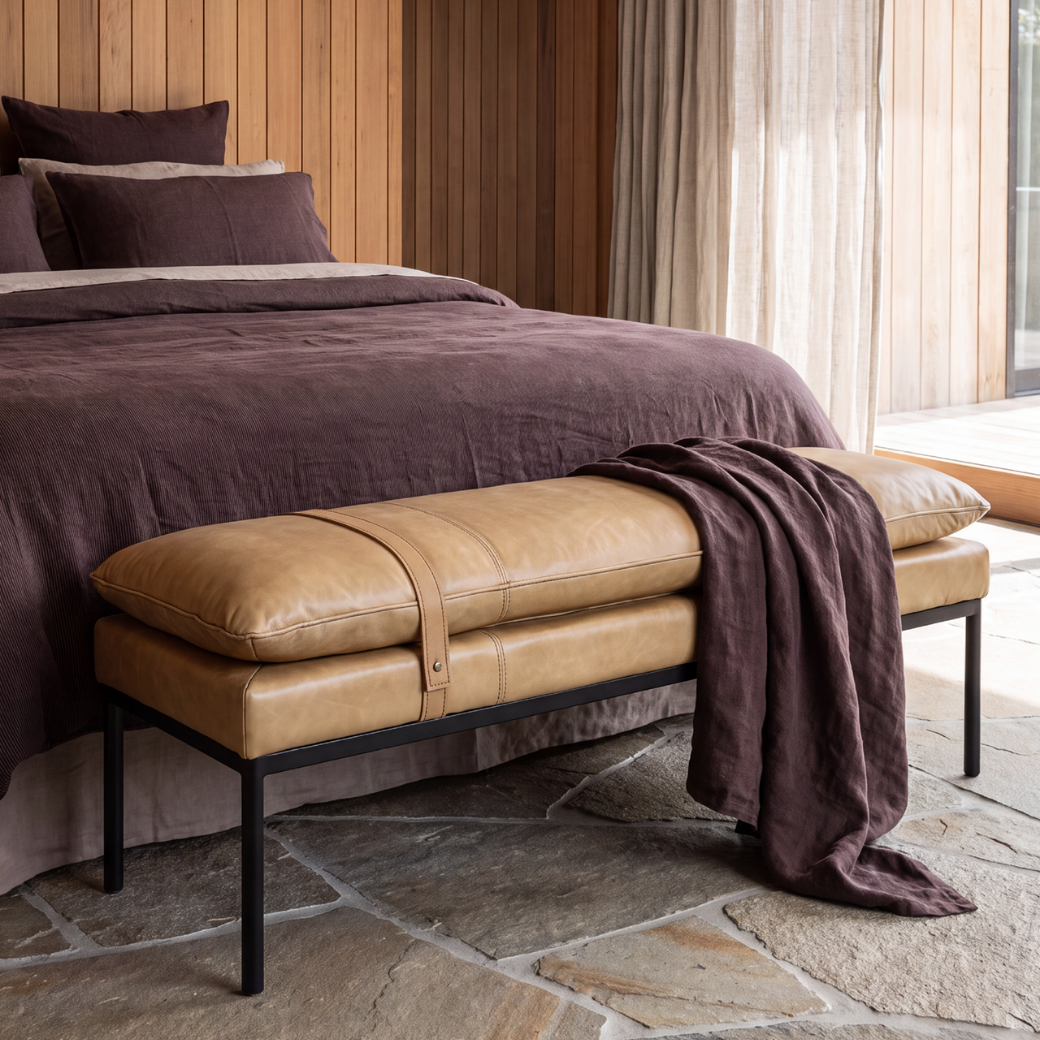 Baxter Bench - Camel Leather