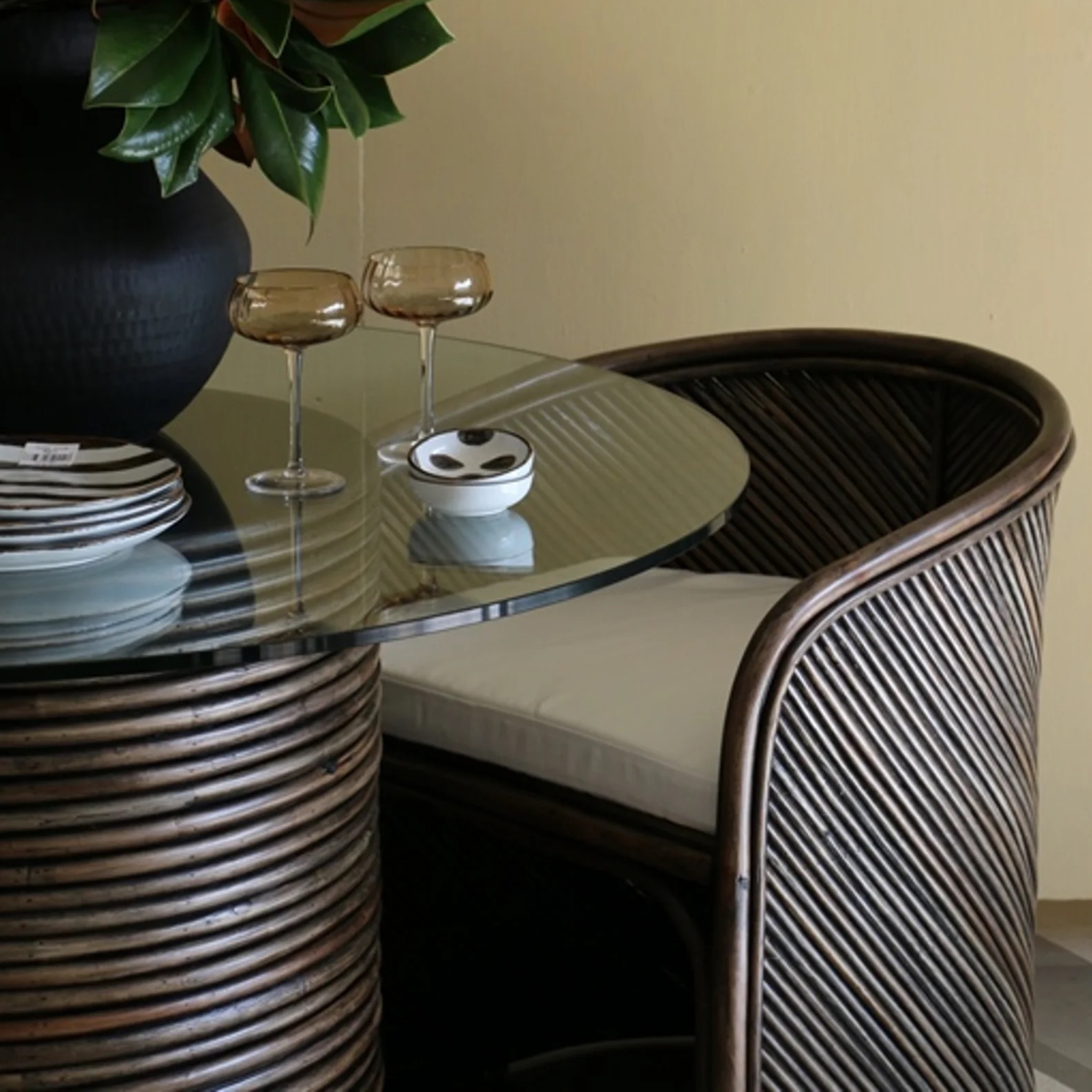 Bermuda Dining Chair Walnut Rattan