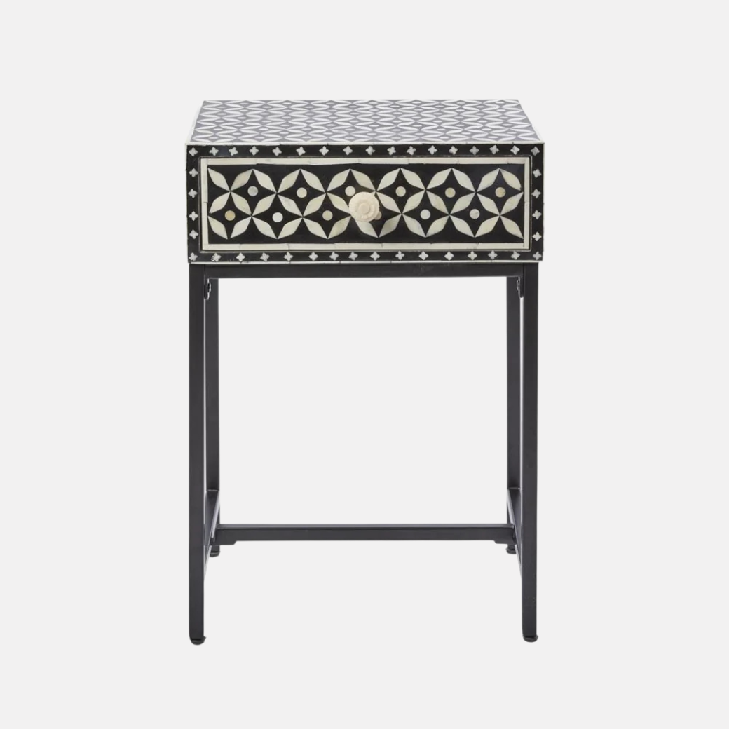 Bone Inlay Bedside Table