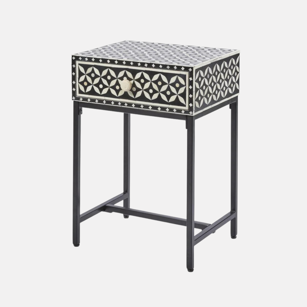 Bone Inlay Bedside Table