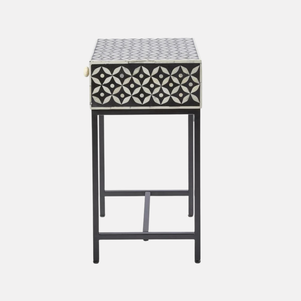 Bone Inlay Bedside Table