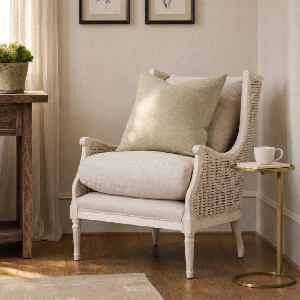 Chester Rattan Armchair - Whitewash