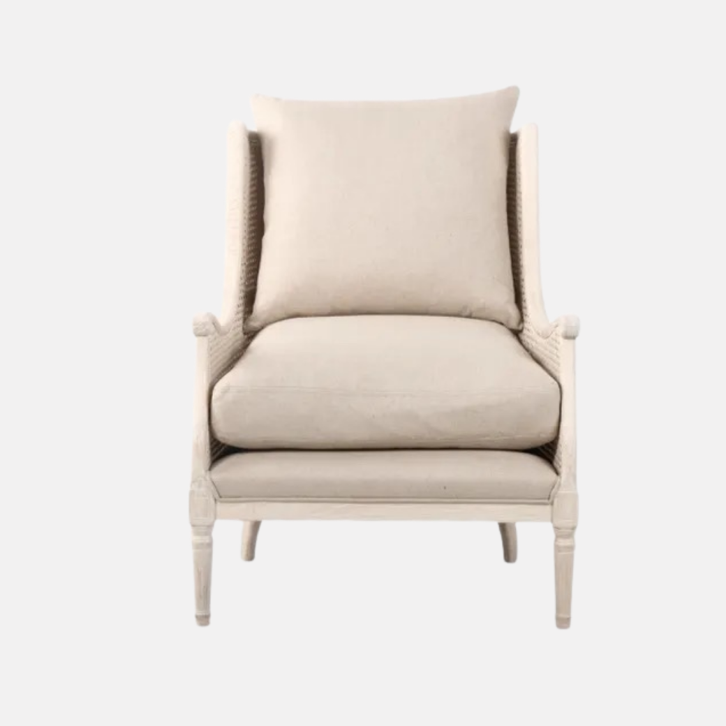 Chester Rattan Armchair - Whitewash