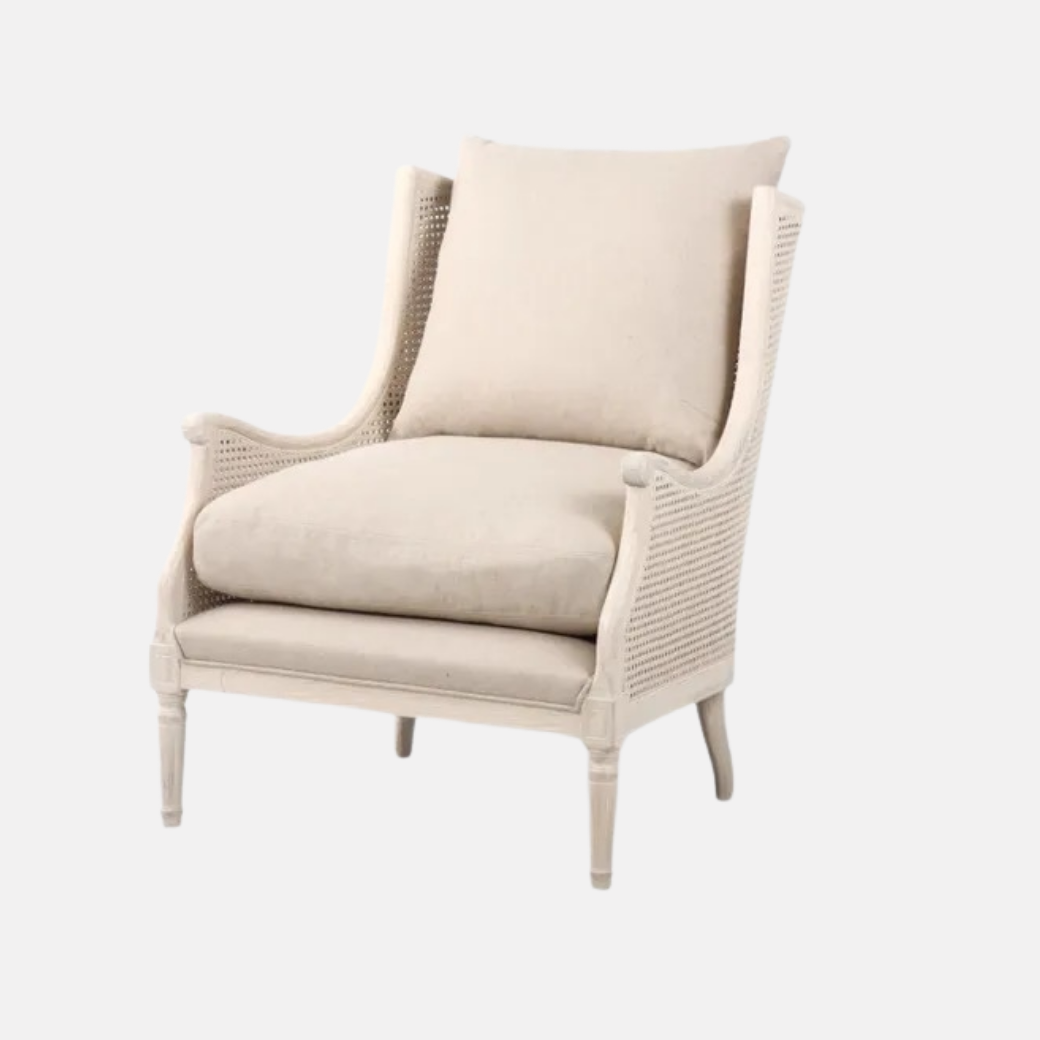 Chester Rattan Armchair - Whitewash