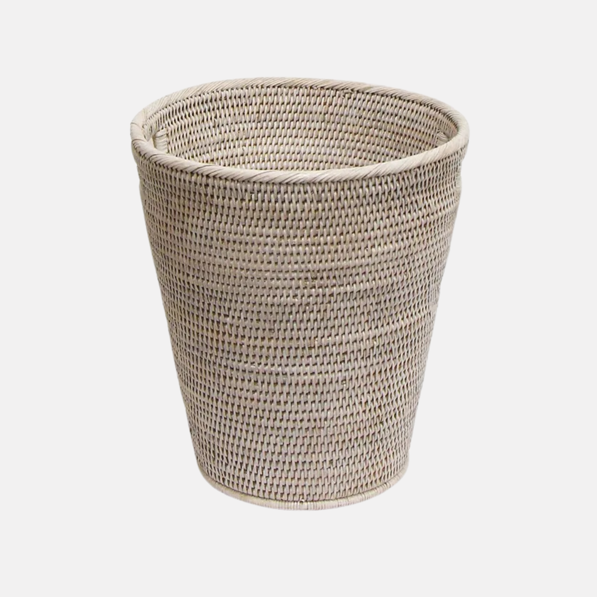 Coco Rattan Waste Paper Basket - Whitewash